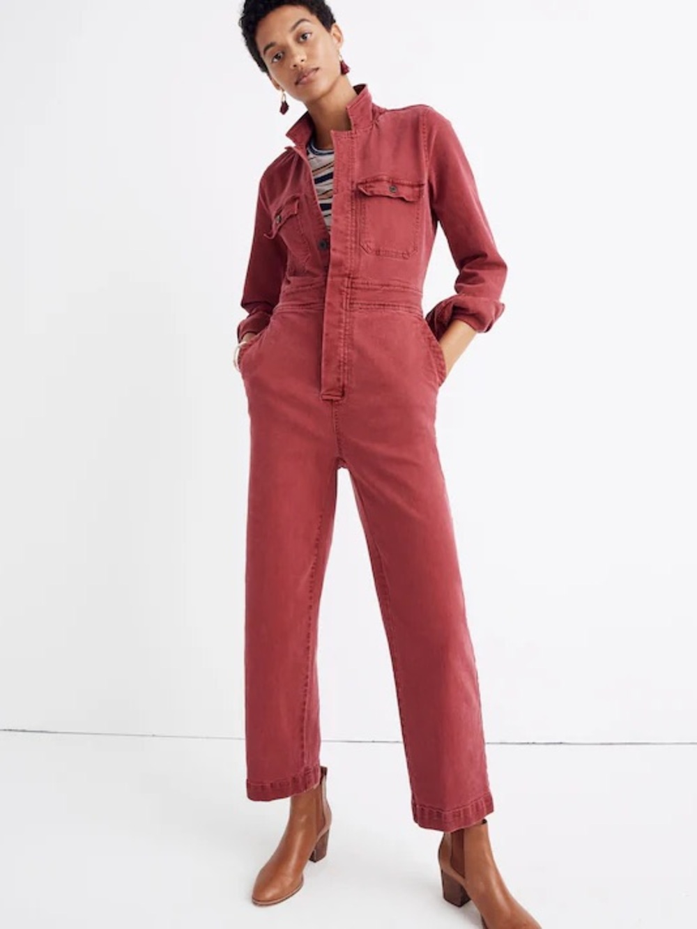 Madewell Garment-Dyed Denim Slim Coverall Jumpsuit
Dusty Burgundy